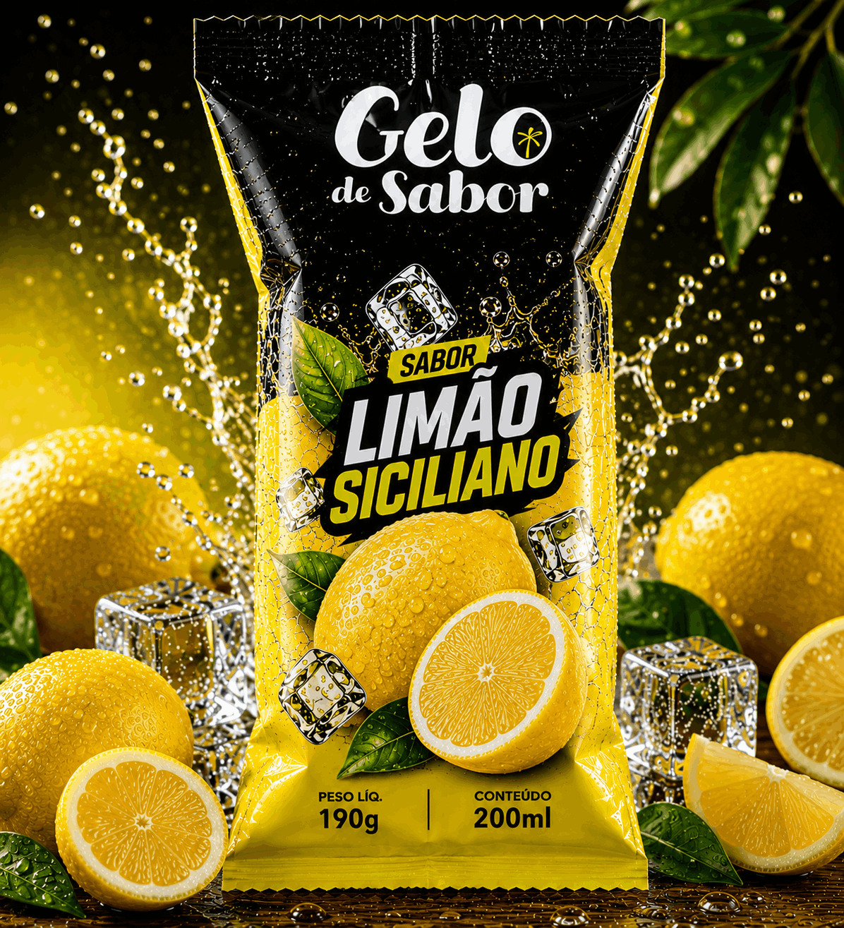 Gelo Saborisado sabor limão siciliano