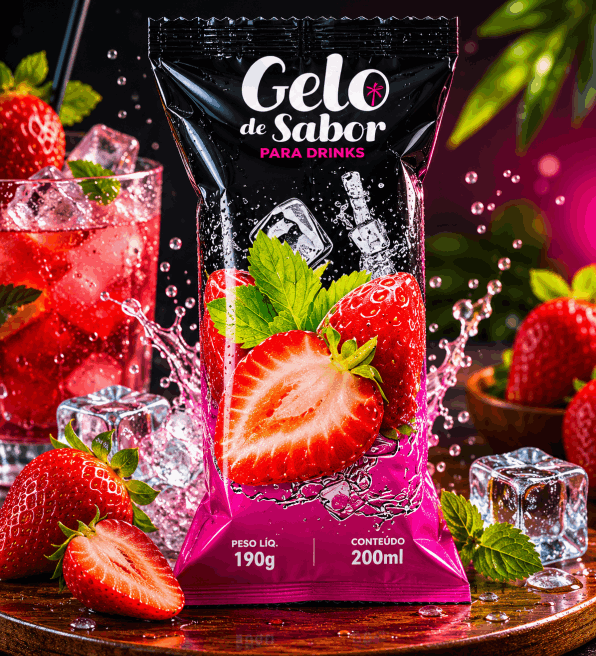 Gelo Saborisado sabor morango